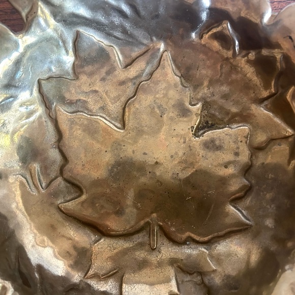 VTG Italian Solid Brass Maple Leaf Decorative Bowl MCM , Academia, Fall, Cottage - Picture 3 of 7
